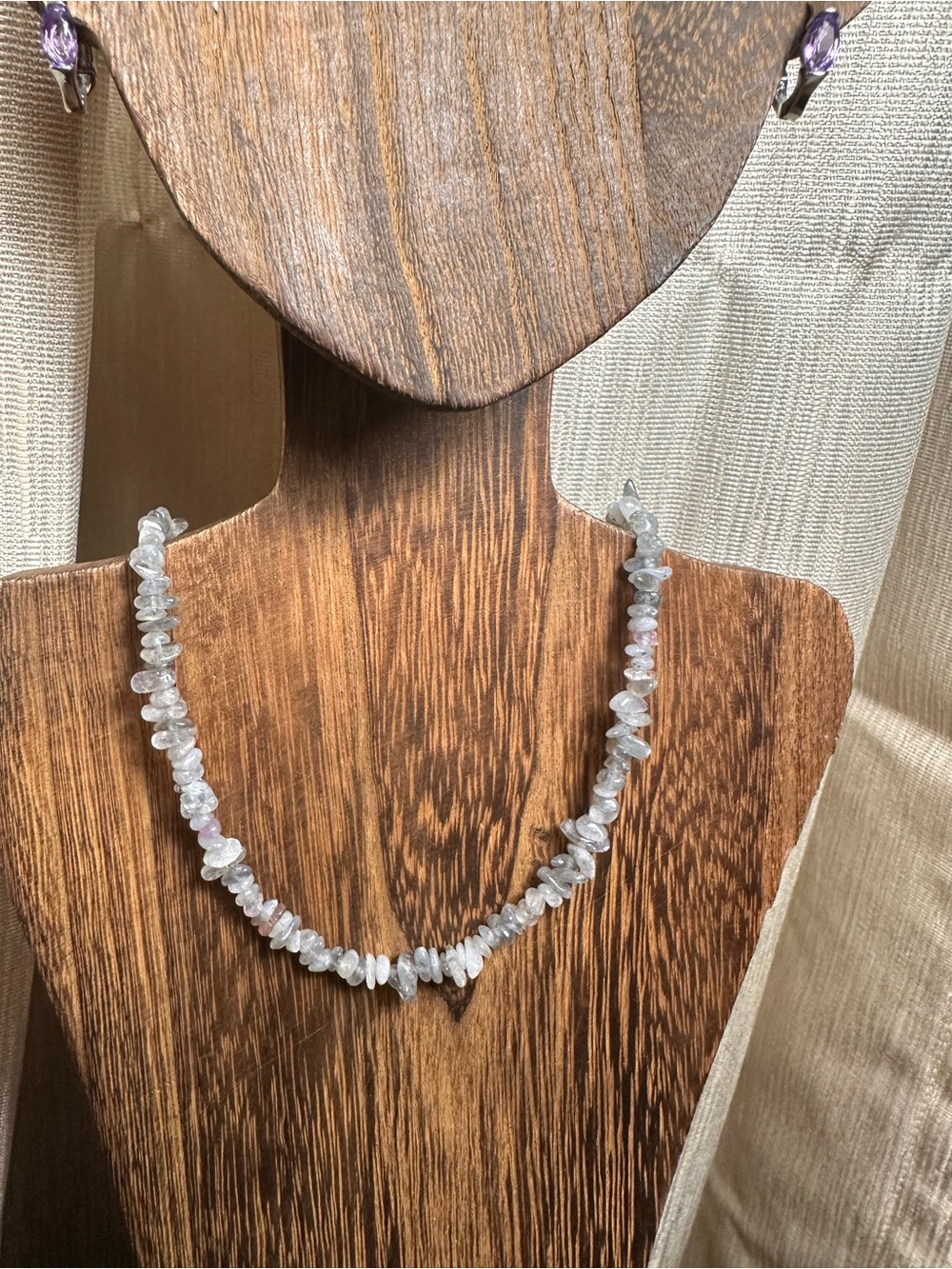 Labradorite Crystal Chips Necklace - Blue Flash - Picture 9 of 10